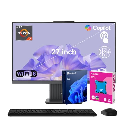 Lenovo IdeaCentre �v���~�A�� �I�[���C������ PC 27�C���` FHD 100Hz �f�B�X�v���C AMD Ryzen 7 8845HS 16GB DDR5 RAM 1TB SSD Wi-Fi 6 Win11 Pro ���C�����X KB & 