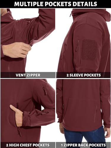 Image of TACVASEN Men's Special Ops Military Tactical Soft Shell Jacket Coat | Waterproof,windproof | Multi-pockets,adjustable hood | Ideal for rain,hiking,snow,ski