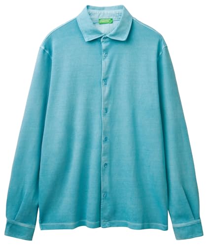 Chemise 5wmyuq052 Benetton bleue pour homme taille S au style casual élégant