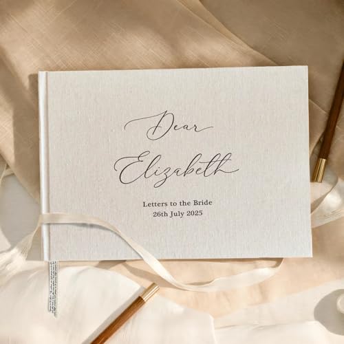 Album fotografico personalizzato con lettere alla sposa, album per addio al nubilato, libro degli ospiti per matrimonio, album fotografico Polaroid in lino (beige)