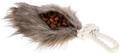Kerbl Pet Snackdummy, 32x11cm, braun, mit Wurfkordel, Fellimitat, zum Werfen & Apportieren, Polyester, zum Befüllen mit Leckerlies