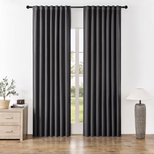 Joydeco Cortinas Térmicas 2 Piezas 140x245cm Opacas Blackout Antiruido Dormitorio Salon Modernas Cortinas Gris Oscuro