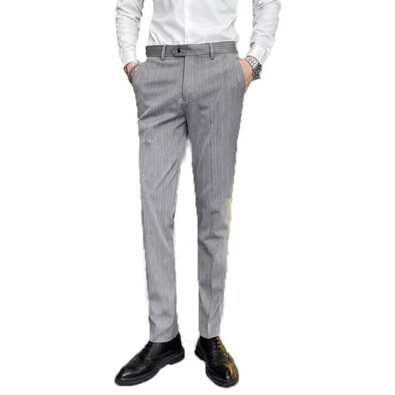 Men's Striped Dress Pants Casual Pinstripe Trousers Slim Fit Stretch Business Suit Pants Long for Men