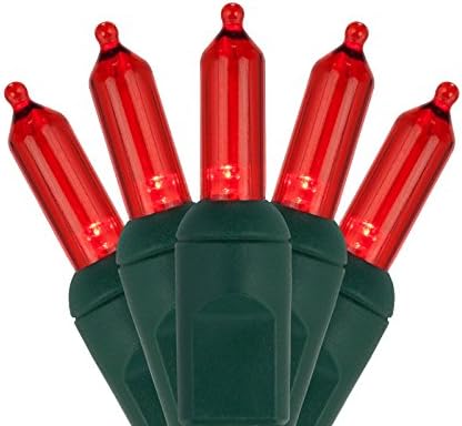 Holiday Essentials 100 Super Bright LED Mini Bulb String Lights with Green Wire - Indoor / Outdoor Use - UL Listed