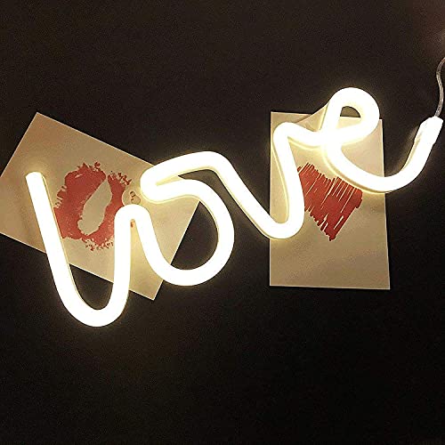 Image of Love Neon Signs Light LED Neon Art Decorative Lights Wall Decor for Bedroom, House, Bar, Pub, Hotel, Beach, Recreational (Yellow)