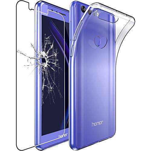 ebestStar - Cover per Huawei Honor 8, Custodia Silicone Trasparente, Protezione TPU Antiurto, Morbida Sottile Slim, Trasparente + Vetro Temperato
