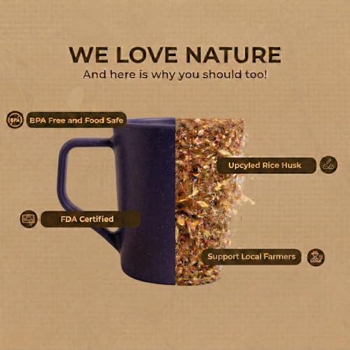 Image of Coffee Mug Set Made with Rice Husk & Bio Composite Material | TurtleBrew Travel Coffee Mug | Microwave & Dishwasher Safe | Purple | 200 ml | Pack of 6