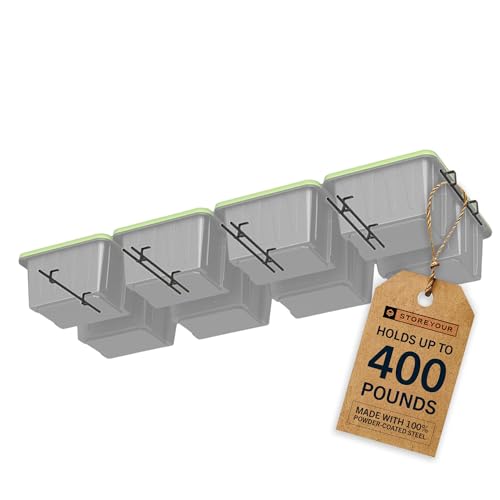 StoreYourBoard Overhead Tote Loft Bin Rail System - Garage Ceiling Bin Rack for Garage Storage - Adjustable Tote Slide Rails - Organization and Storage for 8 Bins - Black