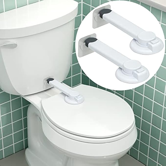 Toilet Locks Baby Proof (2 Pack) Ideal Child Proof Toilet Lid Lock with Arm No Tools Needed