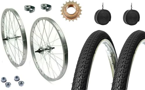 COPPIA RUOTE BICI COMPLETE 26' X 1. 3/8 CERCHIO + COPERTONE + CAMERA + PIGNONE 18 DENTI BICI ALLUMINIO/ACCIAIO 26X1.38 OLANDA - BICICLETTA CITY BIKE - PASSEGGIO - DADI DI FISSAGGIO E FLAP INCLUSI