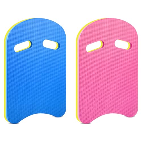 Azonee 2-Pack U-Shaped Swim Kickboards EVA Foam Training Boards for All Levels Enhanced Buoyancy & Grip Lightweight Pool Accessories for Kids/Adults (Blue & Pink 17.3x11.4in)