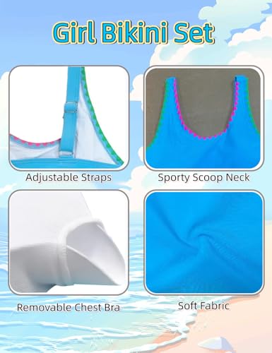 Image of Teen Girls Swimsuits Two Piece Girls Bathing Suit Bikini Sets with Chest Pad Size 9-16 Years