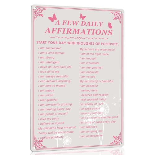 A Few Daily Affirmations Wall Art for Teen Girls - 12x8 Inch Metal...
