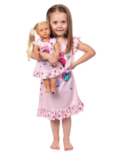 INTIMO Gabby's Dollhouse Toddler Girls' Heart-Tastic Pajama Sleep Nightgown with Matching Doll Night Dress (4T)