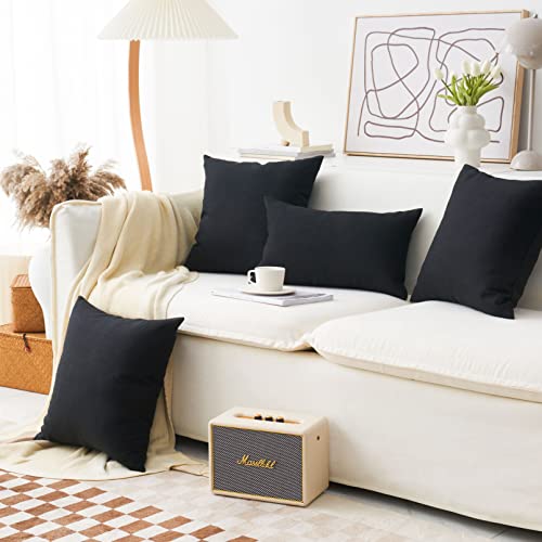 Home Brilliant Cushion Covers 45 x 45 Pack of 2 Decorative Decorations Faux Linen Black Cushion Cover for Bed Couch 45x45 cm - Image 2