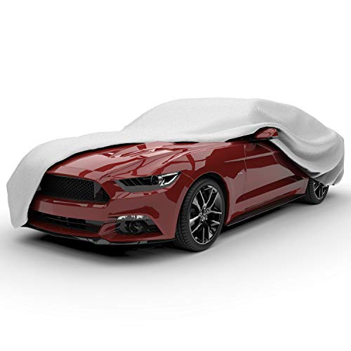 Image of Budge Protector V Car Cover, Premium 5-Layer Waterproof All Weather Dust Proof Protection with Breathable Soft Inner Lining, Fits Cars up to 157 Inches, Gray, Size 1