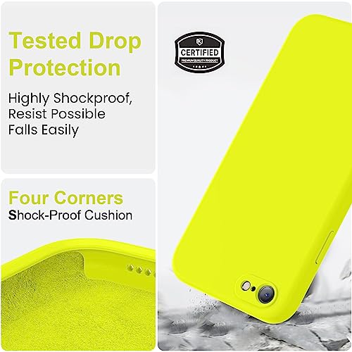 Vooii for iPhone SE Case 2022/3rd/2020,iPhone 8/7 Case, Upgraded Liquid Silicone with [Flat Edges] [Camera Protection] [Soft Anti-Scratch Microfiber Lining] Phone Case for iPhone SE - Neon Lemon by Vooii - Image 5