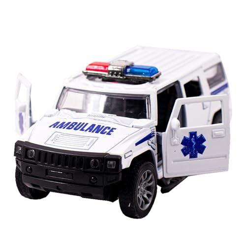 Image of Toy Cloud Hummer Ambulance Car 1:32 Scale Die-Cast Metal Toy with Opening Doors and Pull Back Action Realistic Toy Car