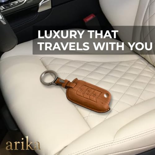 Image of ARIKA Leather Key Cover for Mahindra Scorpio N, XUV 700, Thar Roxx | 3 Button Flip Key, Compatible with Bolero, Compatible with Marazzo, Compatible with XUV 300, Metal Keyring Included