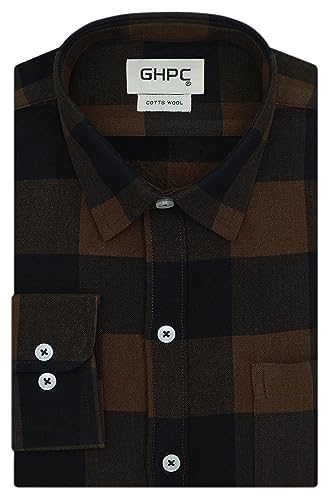 Image of GHPC Cottswool Winter Wear Woolen Big /Buffalo Checks Full Sleeves Regular Fit Formal Shirt for Men
