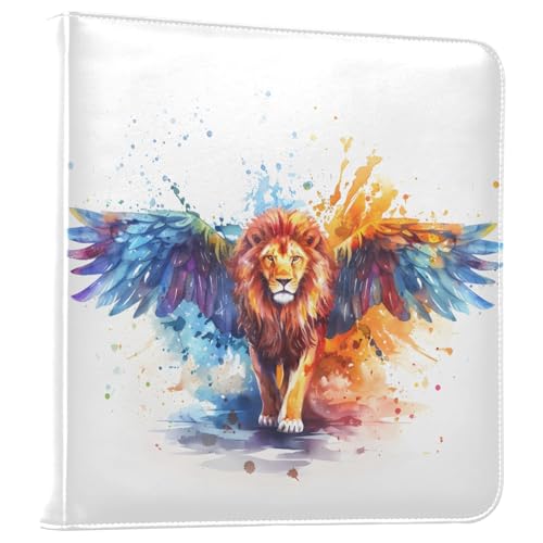 JIPONI Lion&color Wing Large Photo Album, DIY Leather Cover Scrapbook Albums for 4x6 5x7 6x8 Pictures, Self Adhesive Memory Book for Wedding, Baby, Family