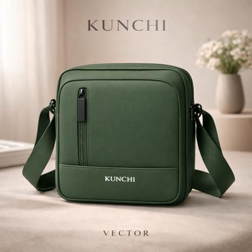 Image of KUNCHI VECTOR Crossbody Sling Bag for Men | Premium Water-Resistant Fabric | Multiple Compartments | Adjustable Strap | Metal Zipper | Gift for Men | Office, Daily Use, Casual & Outdoor