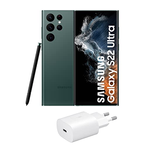 Samsung Galaxy S22 Ultra 5G + Cargador – Teléfono móvil libre, 128 GB, Smartphone Android, Verde (Versión Española)