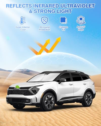 Image of Canvcle Window Shades for 2023-2025 2026 Kia Sportage Accessories Windshield Sun Shade Side Rear Window Covers Sunshade Sun Visor Shield Privacy Protection for Camping Keep Vehicle Cool Black 8PCS