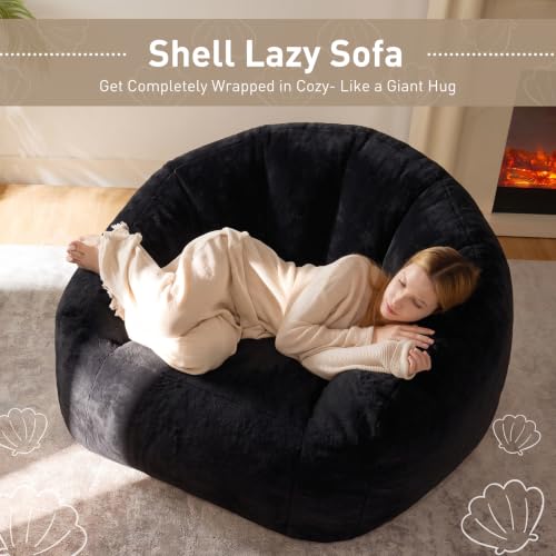 Image of HUGHEAVEN Max Giant Bean Bag Chair, Bean Bag Sofa for Adults & Teens | Oversized Soft Comfy Fluffy Floor Lounge Chair with Armrests, Large Bean Bag Couch for Gaming, Reading & Relaxing