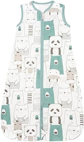 ZIGJOY Baby Sleep Bag Baby Wearable Blanket 100% Cotton Sleeveless Sleeping Sack 0.5 TOG Breathable Toddler Sleeping Bag for 6-12 Months with Double Zipper Blue