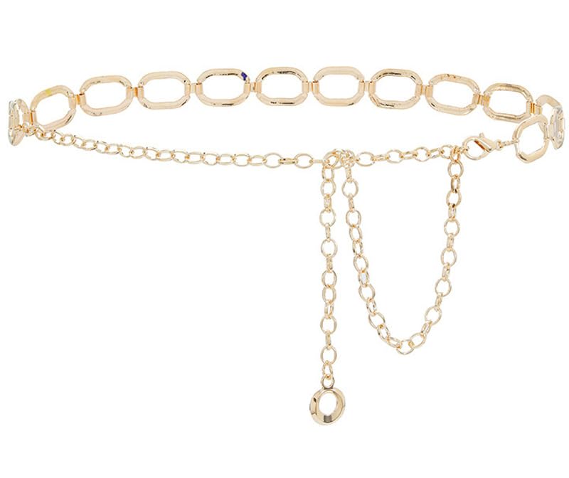 Women's-Chain-Belt Adjustable-Metal-Waist-Belt Chunky Belly Link Belt for Dress(for 27-43'')