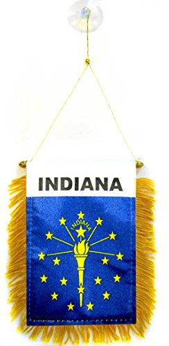 AZ FLAG, Indiana Mini Banner, 6'' x 4'', 100% Polyester US state of Indiana Small Pennant for Car