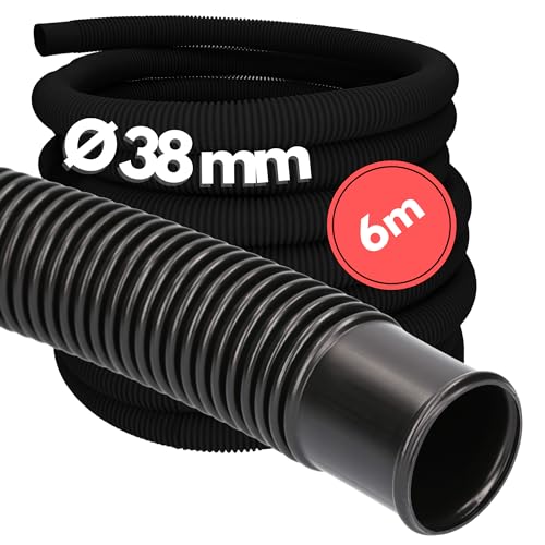 6 mètres Amapool basics tuyau de piscine 38mm, noir I Tuyau de piscine 38 mm I Tuyau pour pompe de piscine I Made in Germany I Résistant au chlore I Indéformable I Résistant au passage