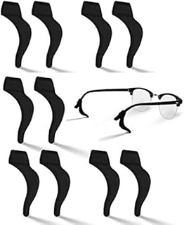 Ear Grip Ear Hooks for Glasses, Anti - Slip Hook Soft Silicone Temple Holder Glass Eyewear Comfortable Tips Sleeve Retainer for Eyeglass Sunglass, 5 Pairs(Black)
