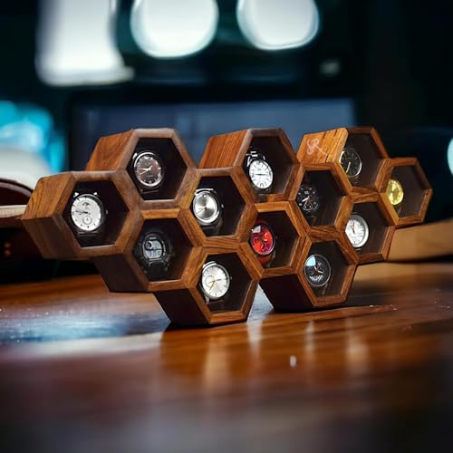 Royal Craft Expertise Xl 12 Slot Superior Rosewood Honeycomb Watch Box Display Case Holder Collector Organizer For Men,Vintage Watch Storage Box To Store And Keep Your Watches Safe And Sophisticated