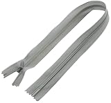 AERZETIX - C61164 - Lot de 10 Fermetures éclair invisibles 40 cm non-séparables - fermeture à glissière crémaillère - couleur gris - maroquinerie jean pantalon robe jupe couture vêtement