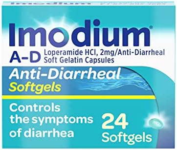Imodium A-D Anti-Diarrheal Medicine Softgels, 2 mg Loperamide Hydrochloride, 24 ct.
