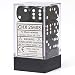 Chessex Dice d6 Sets: Opaque Black with White - 16mm Six Sided Die (12) Block of Dice