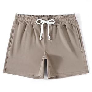 NIMENJOJA Mens 5.5″ Athletic Gym Shorts Cotton Jogger Workout Lounge Jersey Zipper Pocket Sweat Shorts