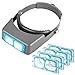 Head Mount Magnifier Headband Magnifier Professional Jeweler's Loupe Handsfree Reading Magnifier Magnifying Glasses with 4 Replaceable Lenses 1.5X,2.0X,2.5X,3.0X Magnification for Watch Repair, Crafts