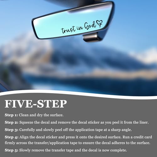 Image of 3 PCS Trust in God Rearview Mirror Sticker, Christian Car Mirror Sticker Decal Affirmation Reminder, Waterproof Bible Verse Rear View Vinyl Sticker for Vehicle Window Laptop (Black)