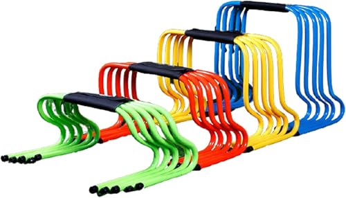 Hinniuy トレーニングハードル ハードル 5個セット ミニハードル スピード・敏捷性強化 軽量 持ち運び便利 収納袋付 陸上競技 サッカー トレーニングに適しています 5段高さ 便利な収納 (グリーン,30CM)