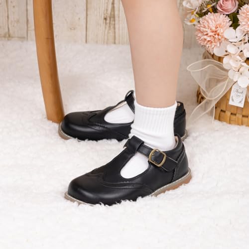 Image of Boy's Girl's Classic T-Strap Dress Shoes Wedding Party Church School Uniform Oxford for Toddler /Little Kid