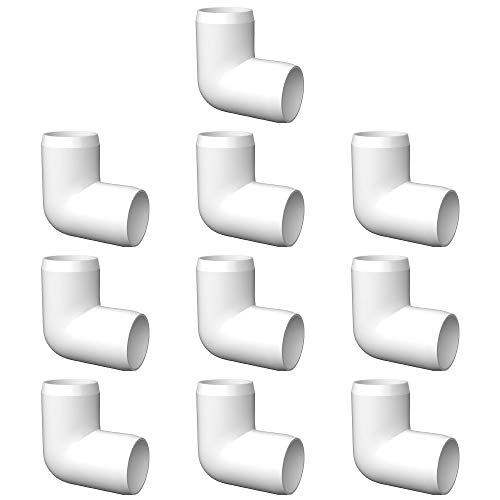 letsFix PVC Elbow Fittings 3/4\", Tee/Cross/45 Degree Elbow/90 Degree Elbow for SCH40 3/4\" PVC Pipe - Build Heavy Duty PVC Furniture, Plumbing Projects Available, White [Pack of 10]