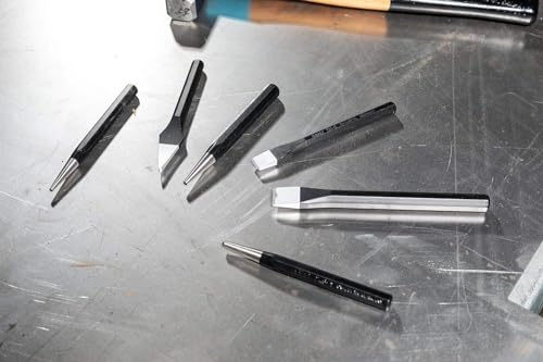 HAZET Meißel-, Durchtreiber-, Körner-Satz 750/6 I 6-teiliges Set I mit Kunststoffständer I aus Chrom-Vanadium Stahl