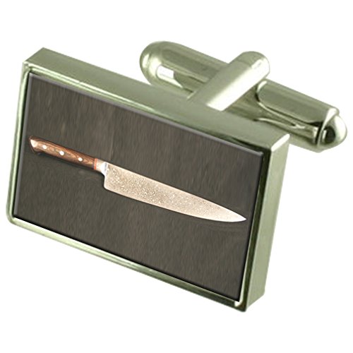 Cuchillo de Chef Gemelos con cristal destellante y pasador de corbata a juego