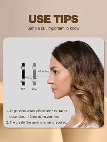 Macaki 20X Magnifying Mirror, 3.5 Inches Magnified Makeup Mirror And Slant Tweezers With 2 Suction Cups,Grey, 1Pcs #TOP6