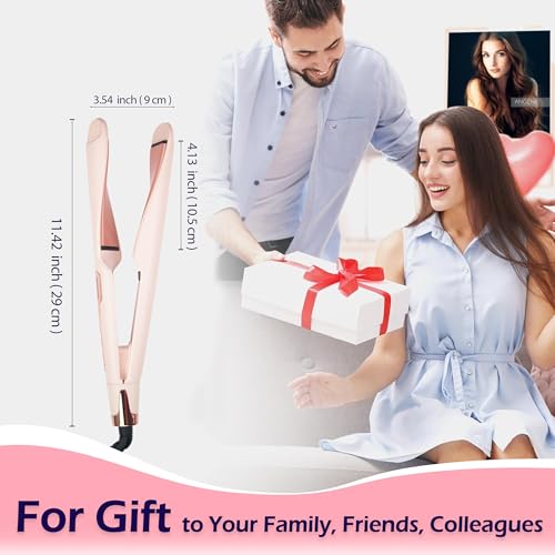 ANGENIL Pro Twist Flat Iron Hair Straightener for Women, 2 in 1 Straightener and Curling Iron, Round Pink Dual Voltage Hair Straightener with Silicone Heat Resistant Mat, 20S Fast Heating, LCD Display - Image 6