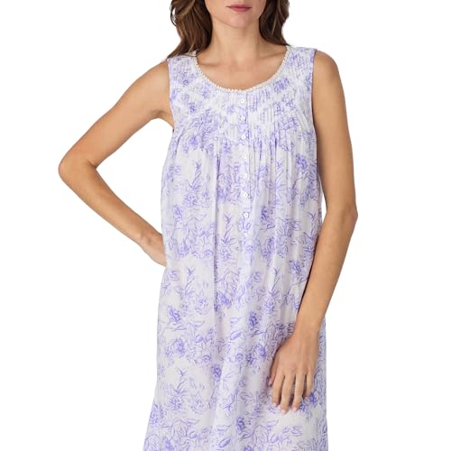 Image of Eileen West Sleepwear & Loungewear for Women - Poetic Woven Lawn Collection - 100% Cotton Lightweight Sleeveless Nightgown