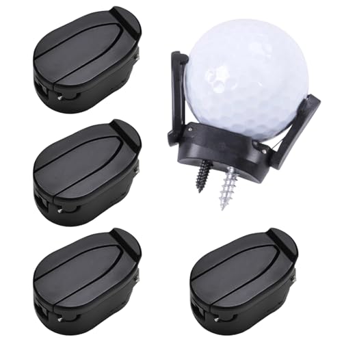Huakaile 5 Pcs Golf Ball Picker Upper for Putter, Universal Putter Ball Retriever Grabber, Back Saver Golf Ball Pick Up Suction Cup, Foldable Claw Sucker for Putter Grip Golfer (Black)